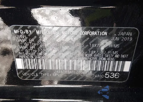 2020 Mitsubishi Eclipse Cross Sel 1.5T Awc z USA, uszkodzony, nr VIN JA4AT5AA1LZ000518